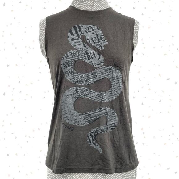 Taylor Swift Snake Reputation Tour Cities Tank Muscle Tee Sleeveless Top Gray S - Picture 1 of 6
